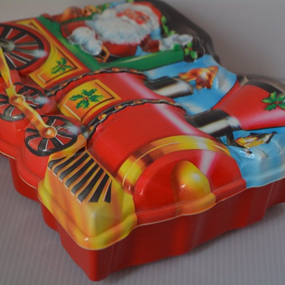 Vintage Ullman Plastic Christmas Santa Train Cookie Container Box 9” x 8” x 3.5” - Picture 5 of 8
